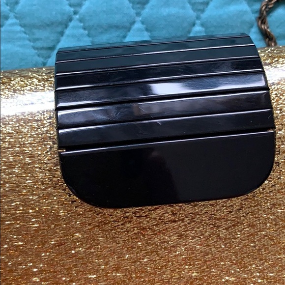 Mimco gold acrylic clutch with black buckle - Picture 5 of 5